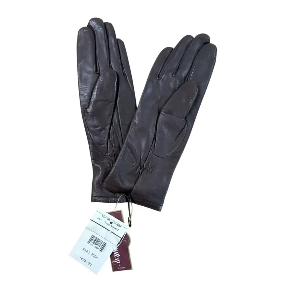 Vintage Worthington Women's Chocolate Soft Leather Gloves Lined Size S